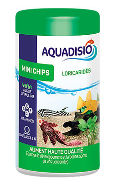 Aquadisio - Aliment Herbivore Mini Chips pour Loricaridès - 100ml