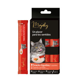 Majesty - Liquid Snack Saumon au Poulet pour Chat - 6x15g