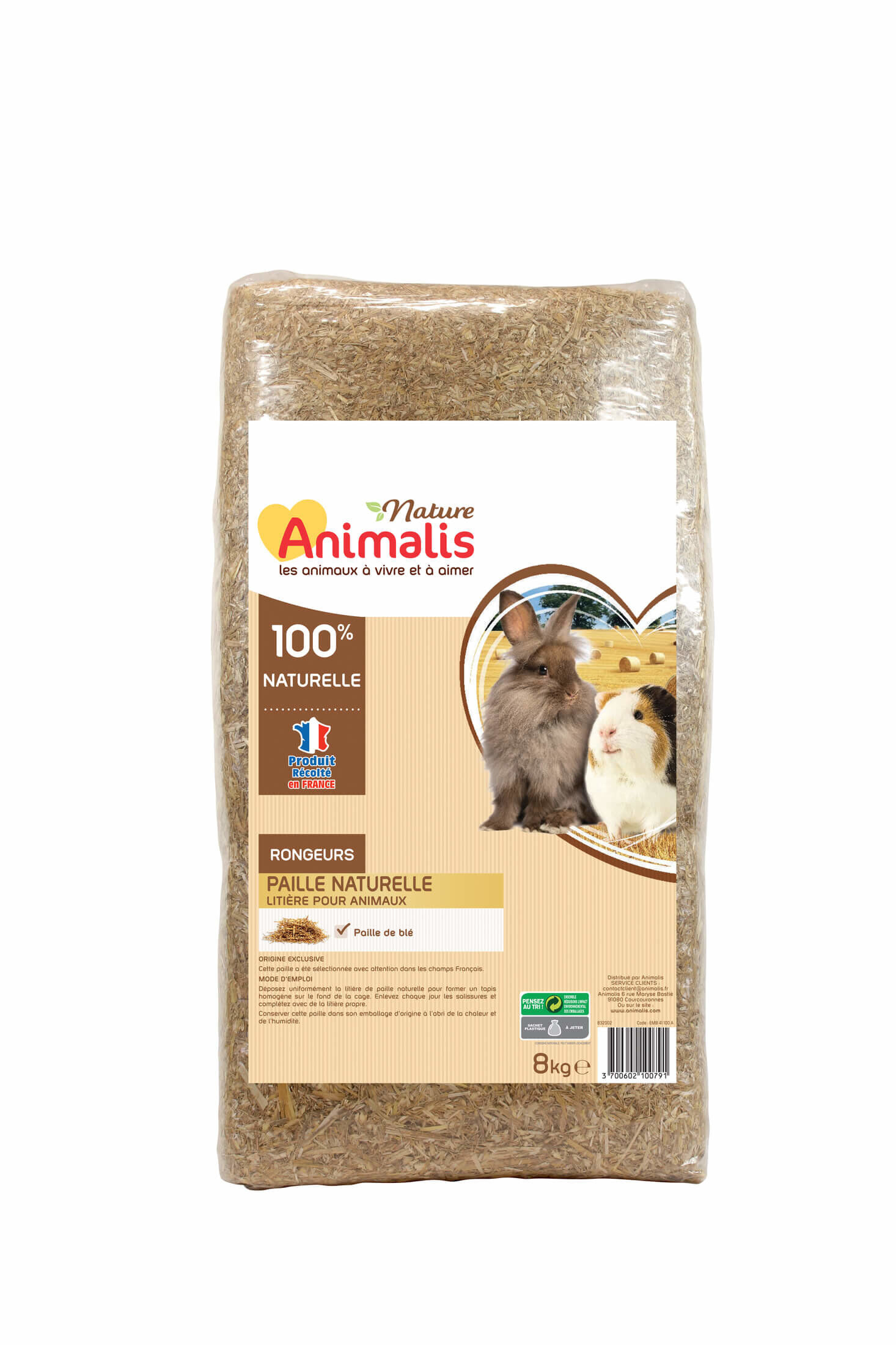 Animalis Nature - Liti&egrave;re Paille Naturelle pour Rongeurs - 8Kg Image num&eacute;ro 1