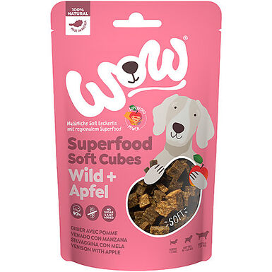 Wow - Friandises Cubes Superfood Gibier avec Pomme pour Chiens - 150g