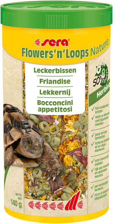 Sera - Friandises Flowers'n'Loops à base de Fleurs Sèches pour Reptiles Herbivores - 1L Image numéro 1 Sera - Friandises Flowers'n'Loops à base de Fleurs Sèches pour Reptiles Herbivores - 1L Image numéro 1