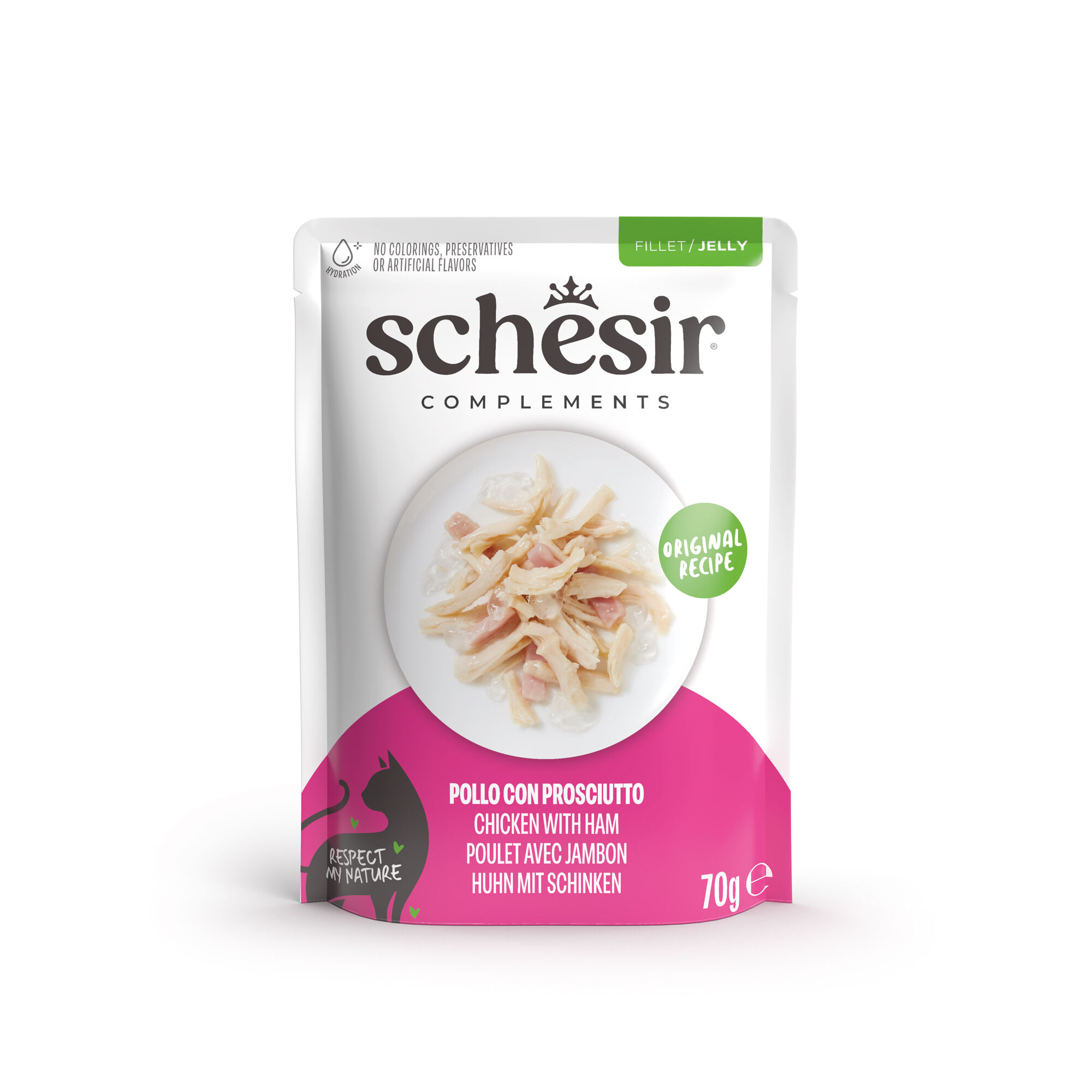 Schesir - Sachet P&acirc;t&eacute;e en Gel&eacute;e au Poulet et Jambon pour Chats - 70g Image num&eacute;ro 1