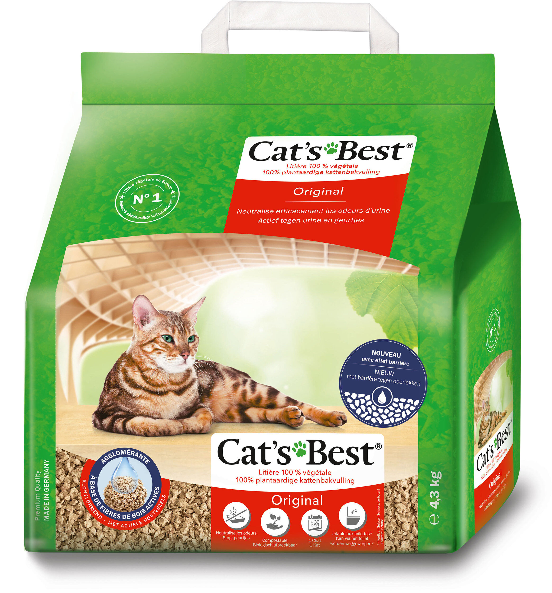 Cat's Best - Liti&egrave;re V&eacute;g&eacute;tale Original pour Chat - 10L Image num&eacute;ro 1