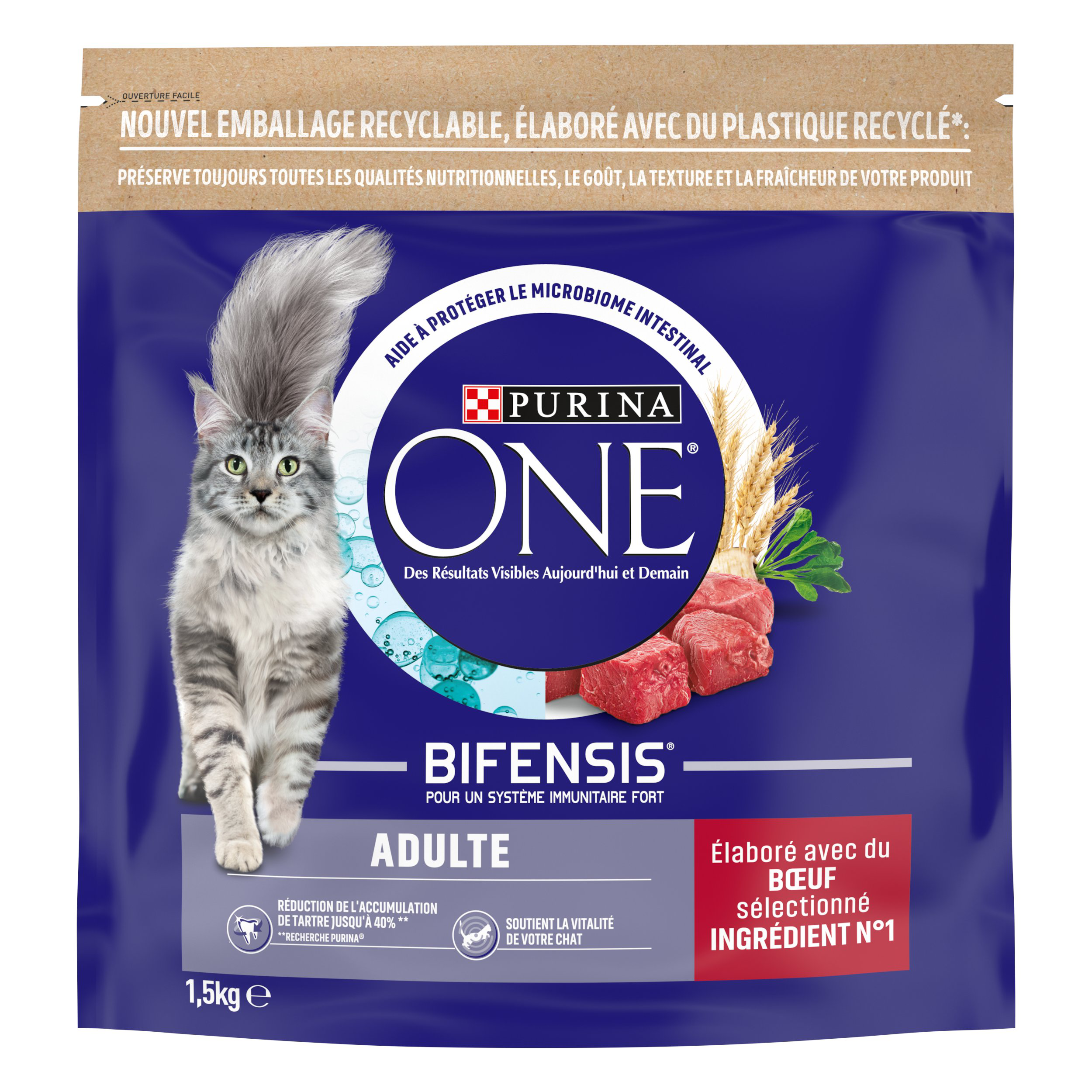 Purina One - Croquettes au Boeuf et C&eacute;r&eacute;ales pour Chat Adulte - 1,5Kg Image num&eacute;ro 1