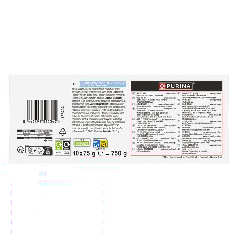 Pro Plan - Pâtée Hydra Care Hydration au Poulet pour Chats - 10x75g Image numéro 3 Pro Plan - Pâtée Hydra Care Hydration au Poulet pour Chats - 10x75g Image numéro 3