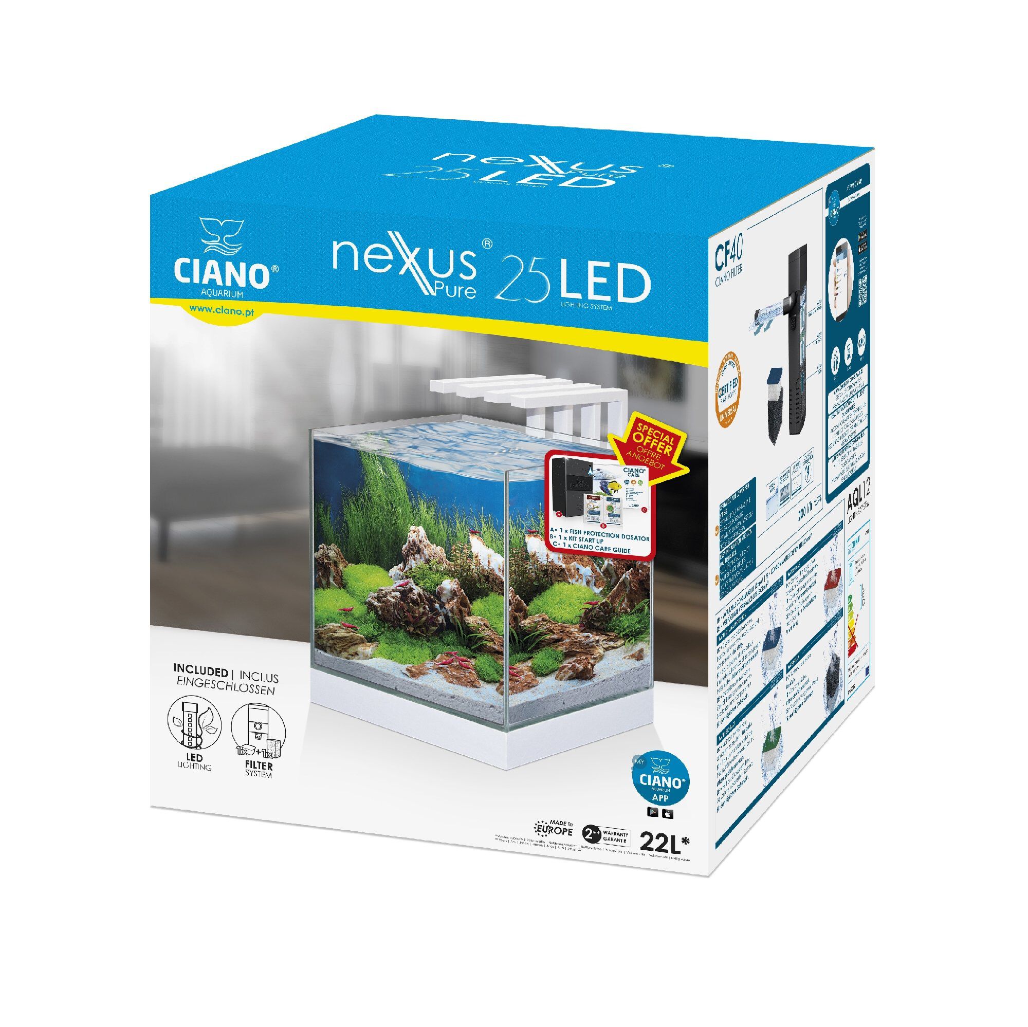 Ciano - Aquarium - Nexus Design &Eacute;quip&eacute; de LED + Filtre Image num&eacute;ro 2