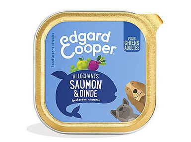 Edgard & Cooper - Barquette sans Céréales Saumon et Dinde pour Chien Adulte - 150g 