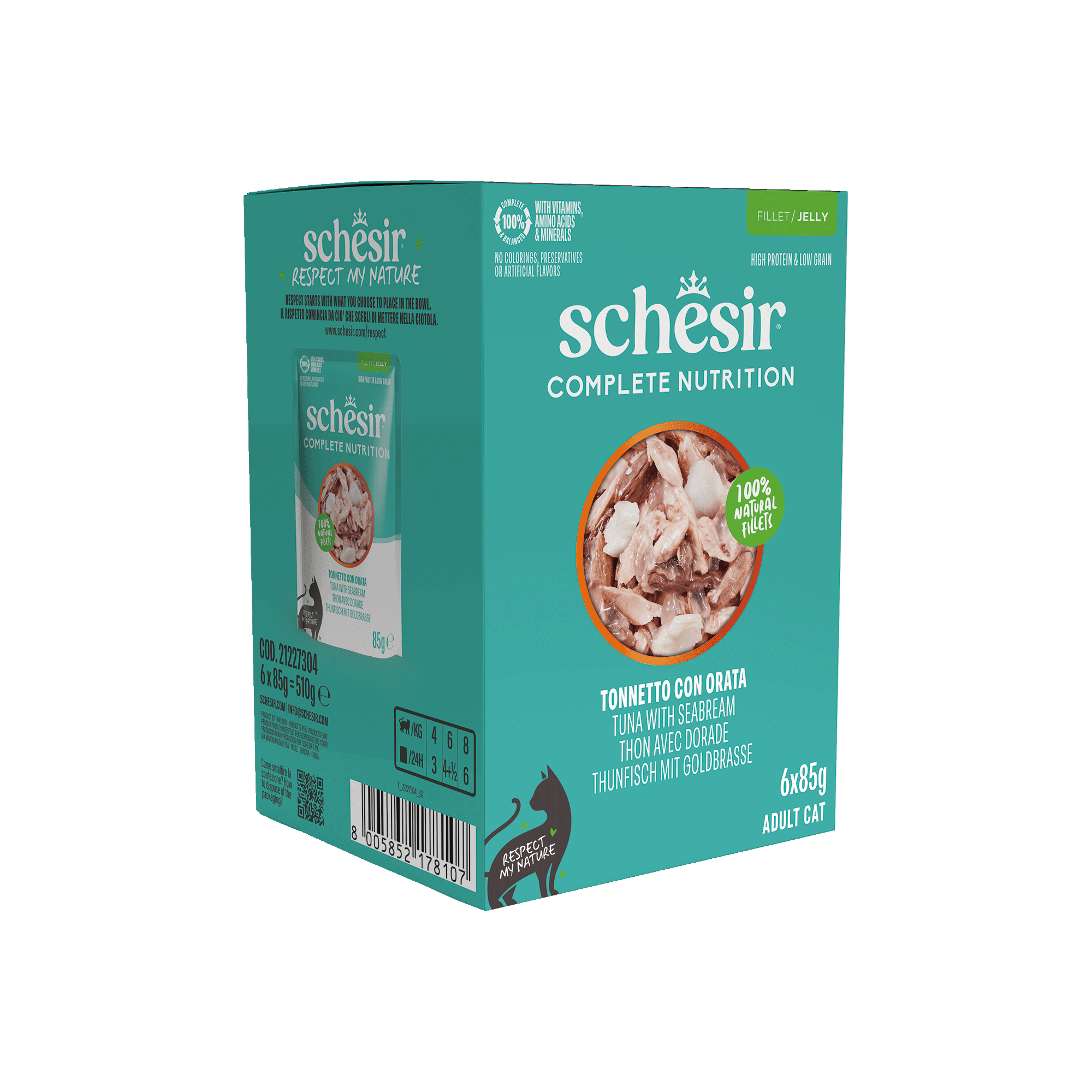 Schesir - Sachets Humides Thon avec Dorade en Gel&eacute;e pour Chats - 6x85g Image num&eacute;ro 1