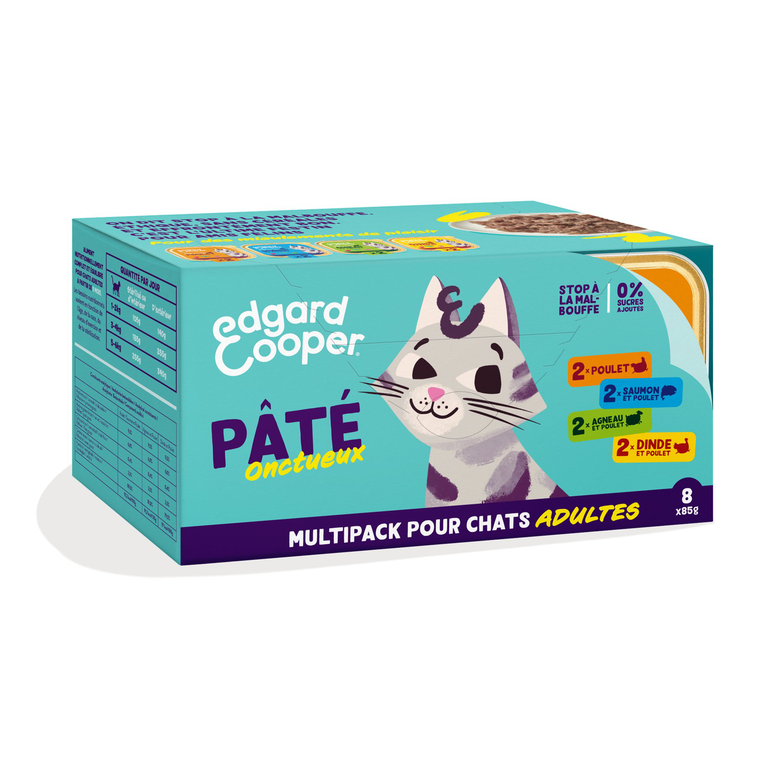 Edgard & Cooper - Multipack Pâtées au Poulet Dinde Saumon et Agneau pour Chat - 8x85g Image numéro 1 Edgard & Cooper - Multipack Pâtées au Poulet Dinde Saumon et Agneau pour Chat - 8x85g Image numéro 1