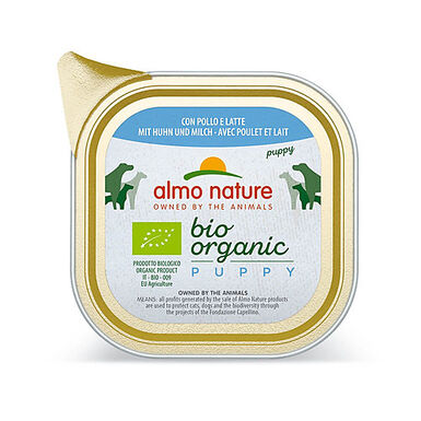 Almo Nature - Pâtée en Barquette Daily Menu Bio Puppy au Poulet et Lait pour Chiot - 100g