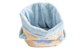 Ferribiella - Panier Jute Rembourré Bleu pour Chats - 29x38cm