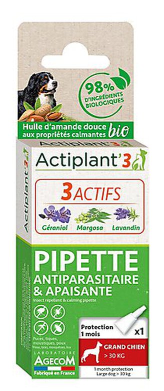 ActiPlant'3 - Pipette Antiparasitaire et Apaisante Bio pour Grand Chien - x1 image number null