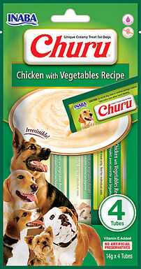 Inaba - Friandises Churu Recette au Poulet et Légumes pour Chiens - 4x14g