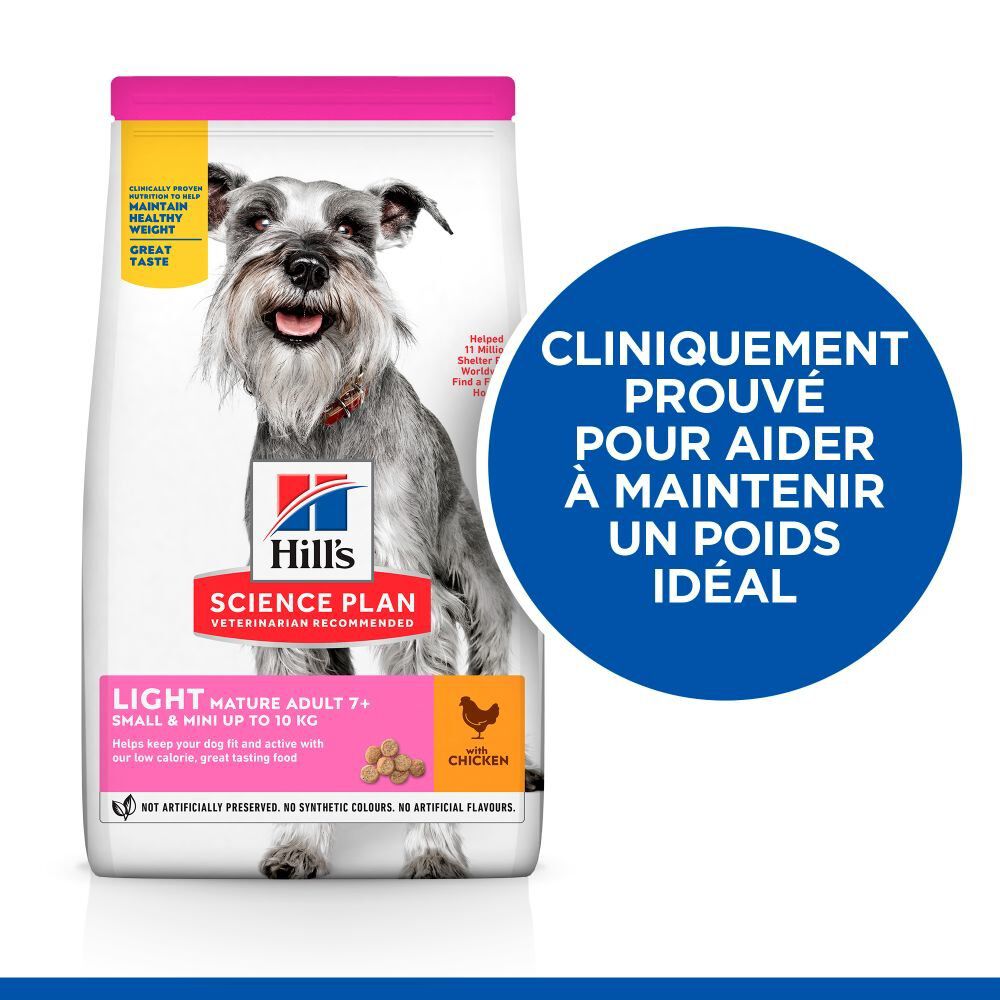 Hill's Science Plan - Mature Adult Light Small & Mini Croquettes Pour Petit Chien Ag&eacute; Poulet - 2,5kg Image num&eacute;ro 2