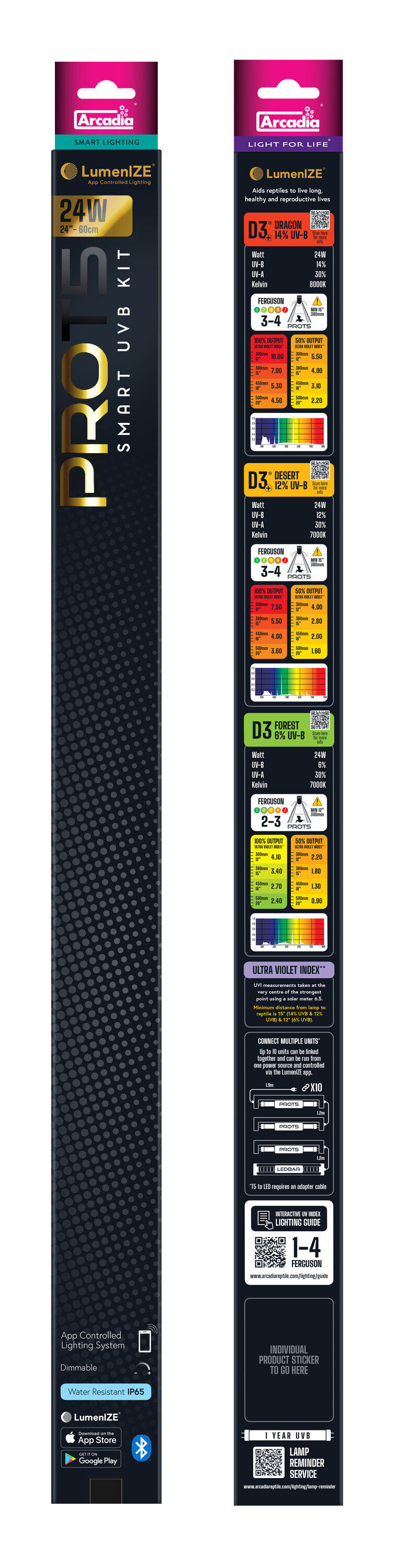Arcadia - Luminaire Pro T5 Uvb Kit D3 6% Uvb 24 Watt - R&eacute;ptiles Image num&eacute;ro 1