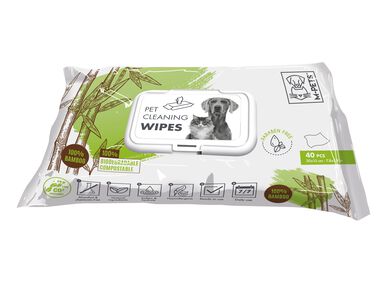 M-Pets - Lingettes Biodégradables 100% Bamboo - x40