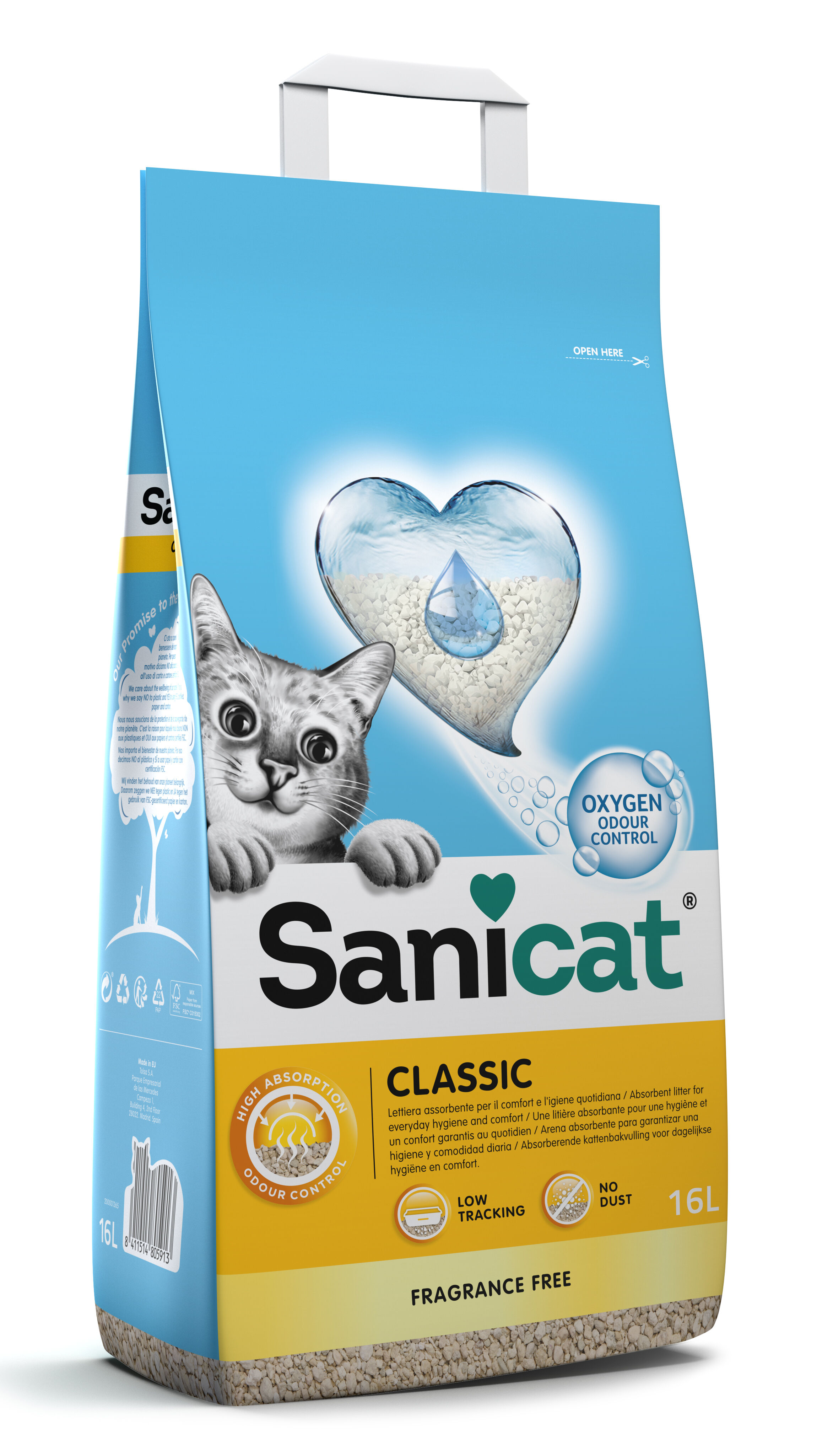 Sanicat - Liti&egrave;re Classique sans Parfum pour Chats - 16L Image num&eacute;ro 1