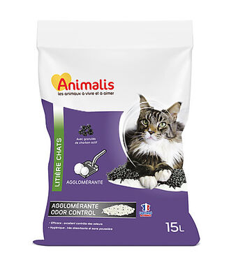 Animalis - Litière Agglomérante Odor Control pour Chat - 15L