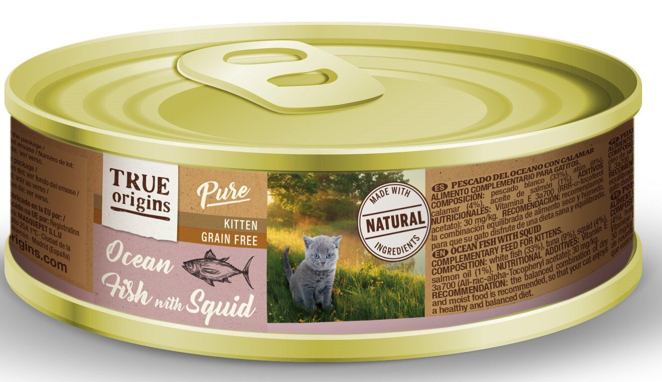True Origins Pure - Pat&eacute;e Top Cat Poisson Calamar - 85g Image num&eacute;ro 1