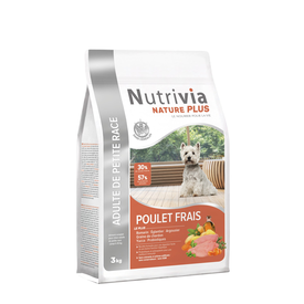 Nutrivia Nature Plus - Croquettes Naturelles au Poulet Frais pour Chien de Petite Race - 3Kg