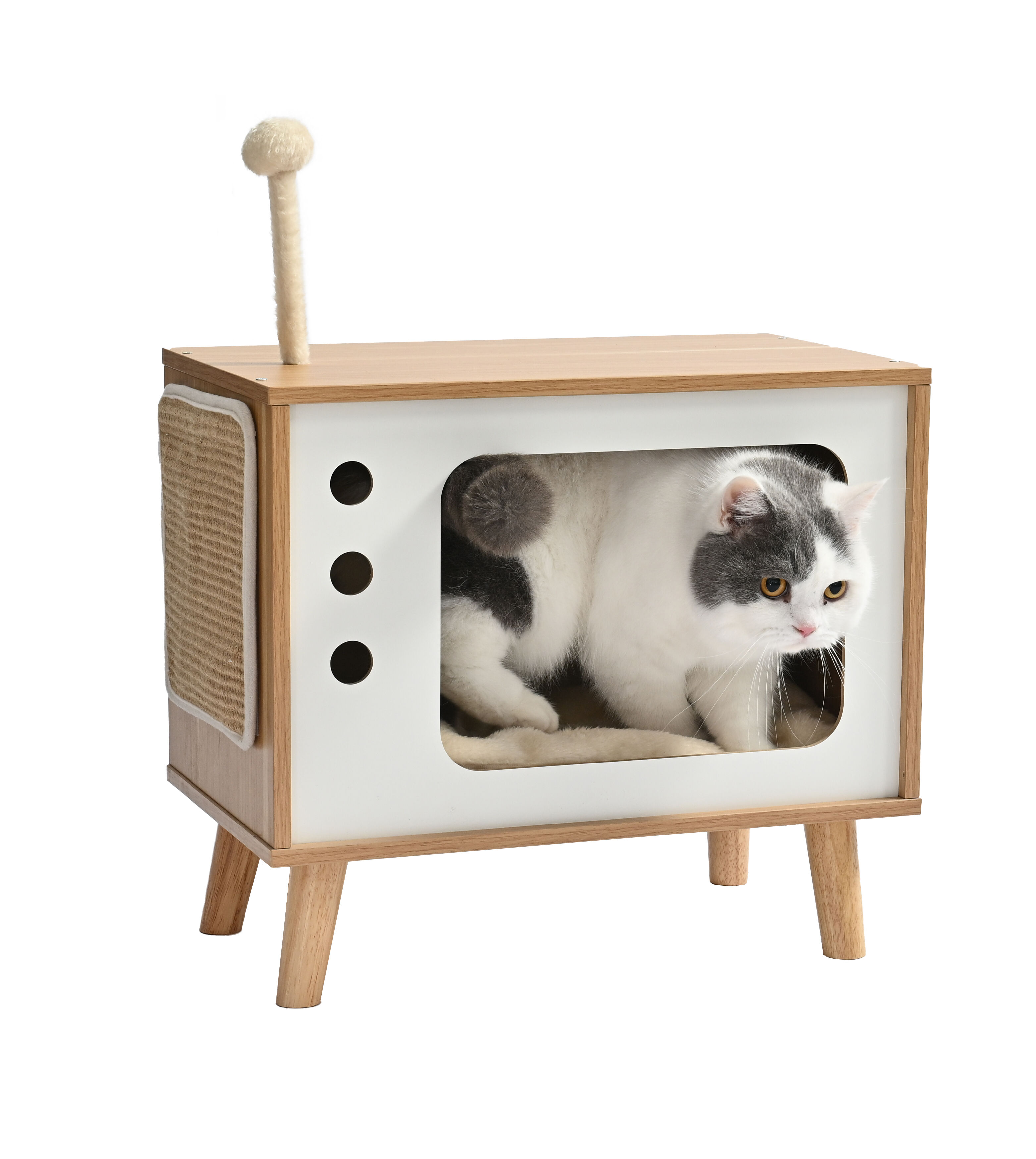 Leeby - Habitat Griffoir Meuble TV pour Chats - 48x28x60,5cm Image num&eacute;ro 1