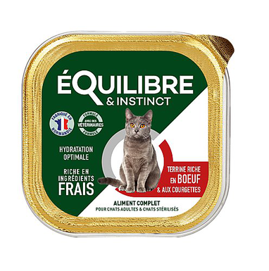 Equilibre & Instinct - Pâtée au Boeuf et Courgettes pour Chat - 85g