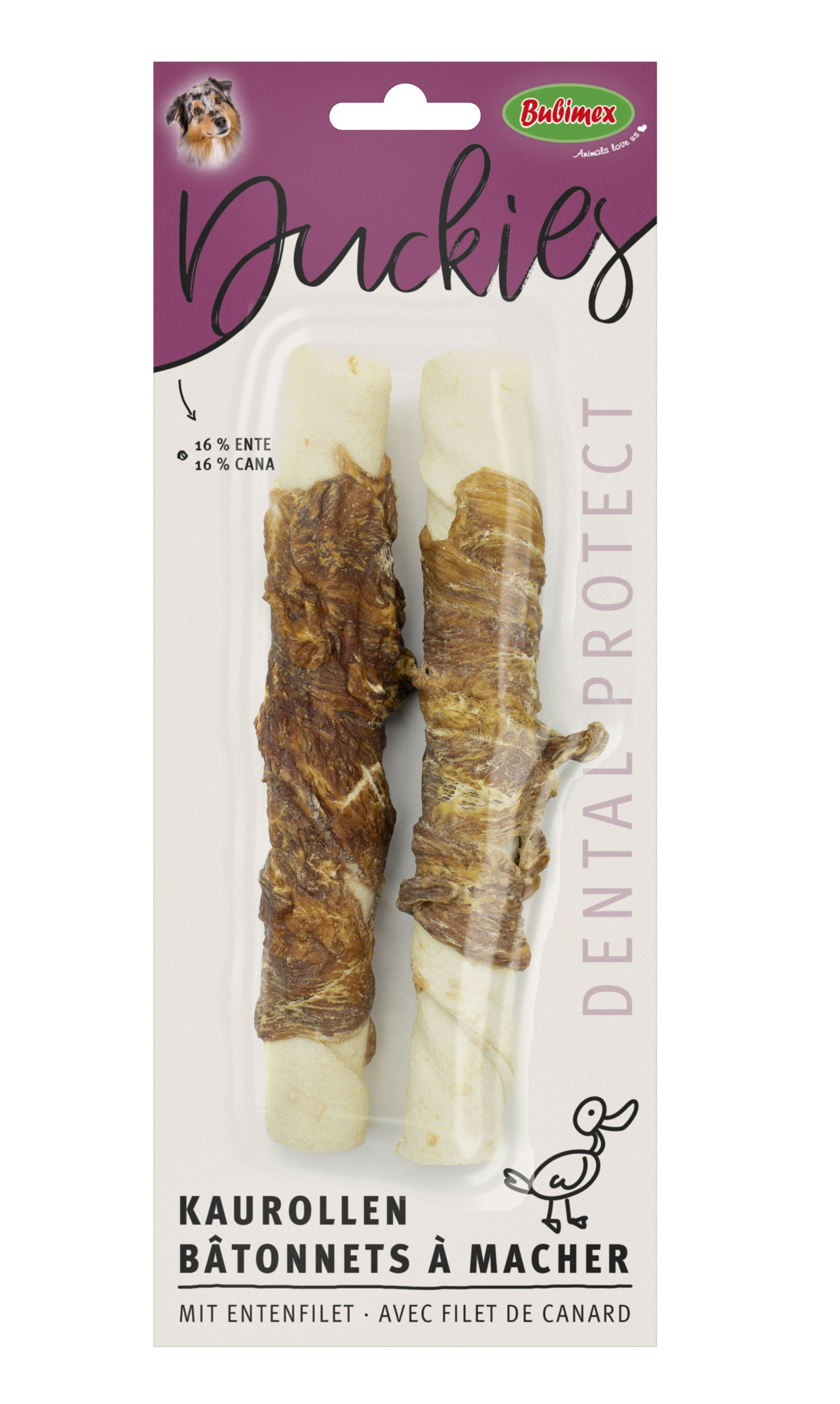 Bubimex - Friandises Duckies B&acirc;tonnets &agrave; M&acirc;cher au Canard - 90g Image num&eacute;ro 1