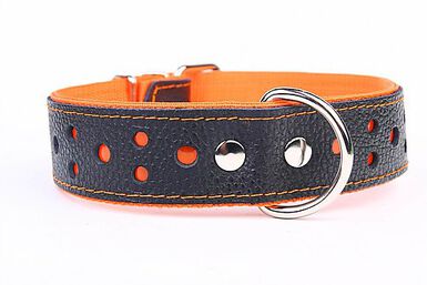 Yogipet - Collier Large Réfléchissant Cuir pour Chien Orange