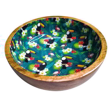Croci - Bol en Bois Mango Decal Toucans pour Chiens et Chats