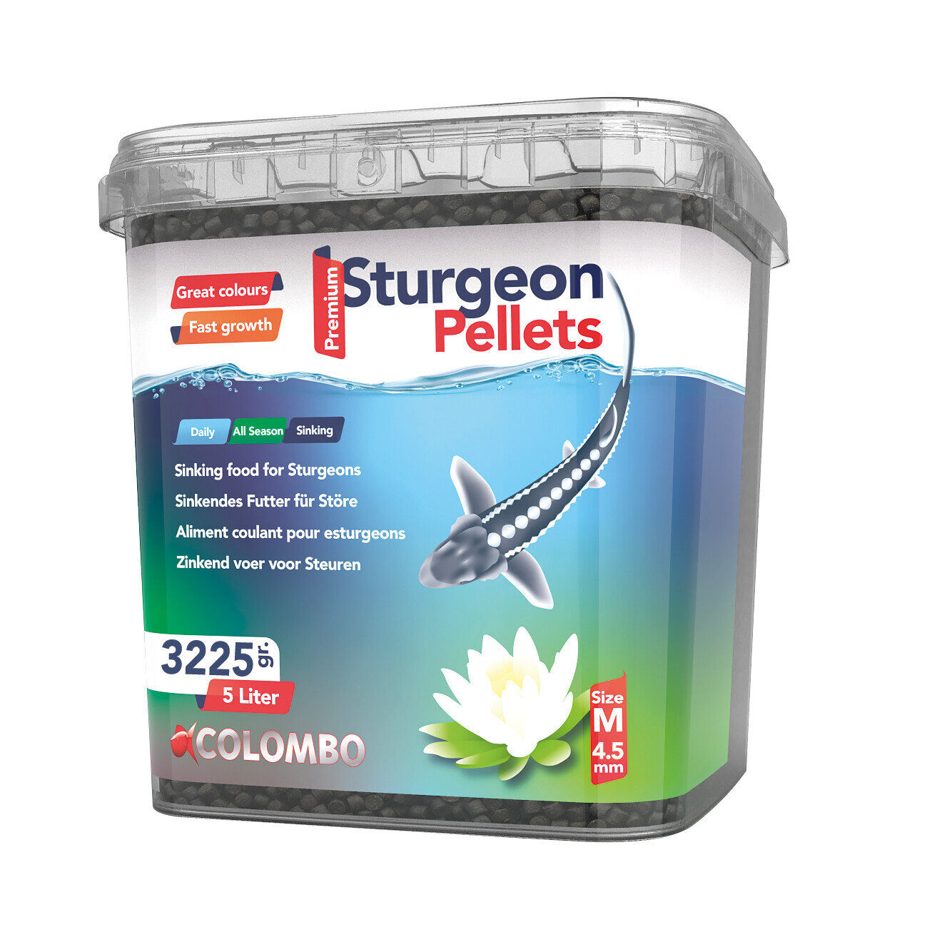 Colombo - Aliment Coulant Sturgeon Pellets M pour Esturgeon - 5L Image num&eacute;ro 1