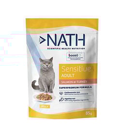 Nath - Pâtée Jelly Immune boost+ Sensitive Saumon et Dinde pour Chats - 85g