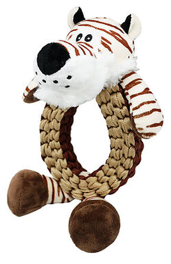 Animalis - Jouet Peluche et Corde Anneau Tressée Tigre pour Chien - 32cm