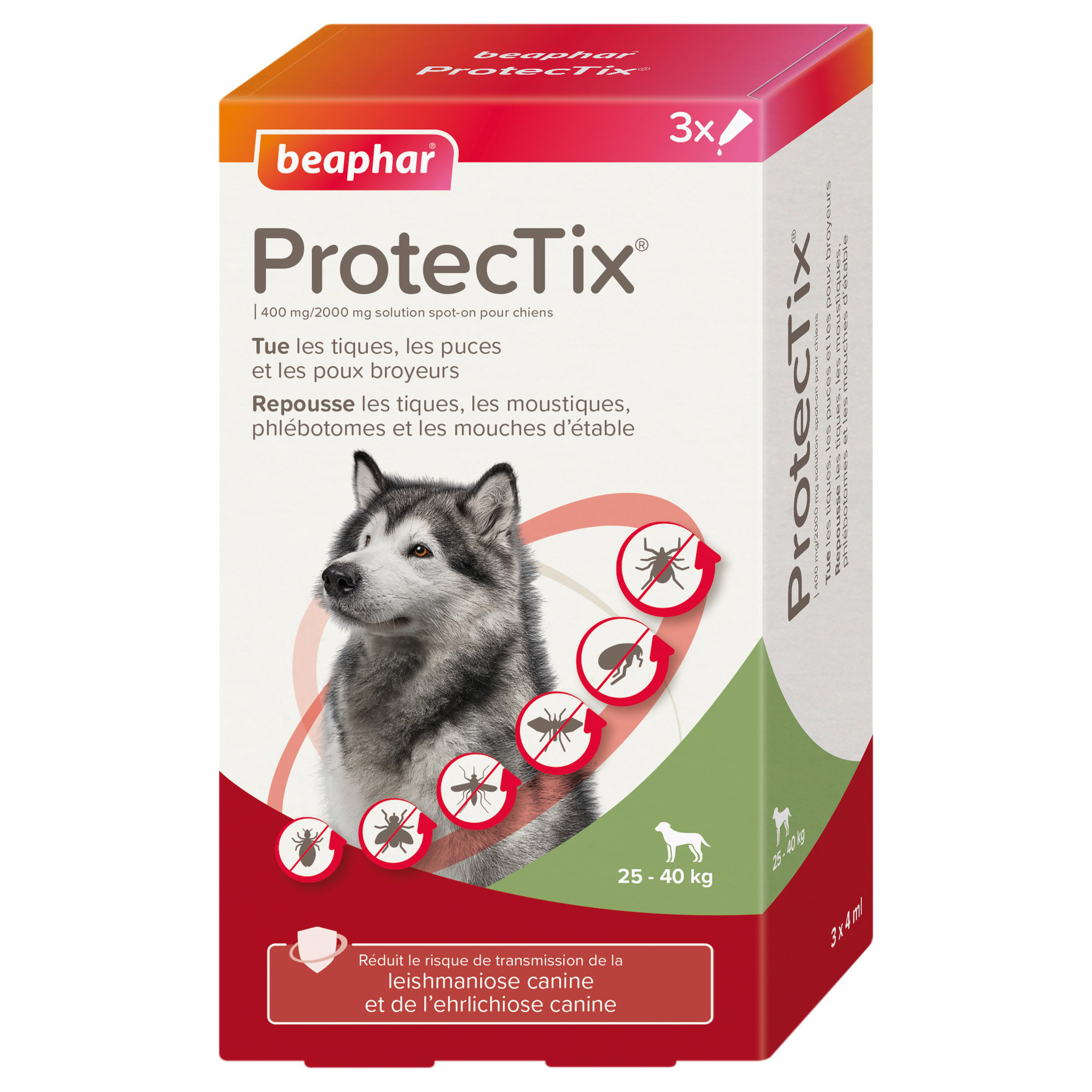 Beaphar - ProtecTix 400 mg/2000 mg Solution Spot-on Chiens entre 25 et 40kg  - 3x4ml Image num&eacute;ro 1