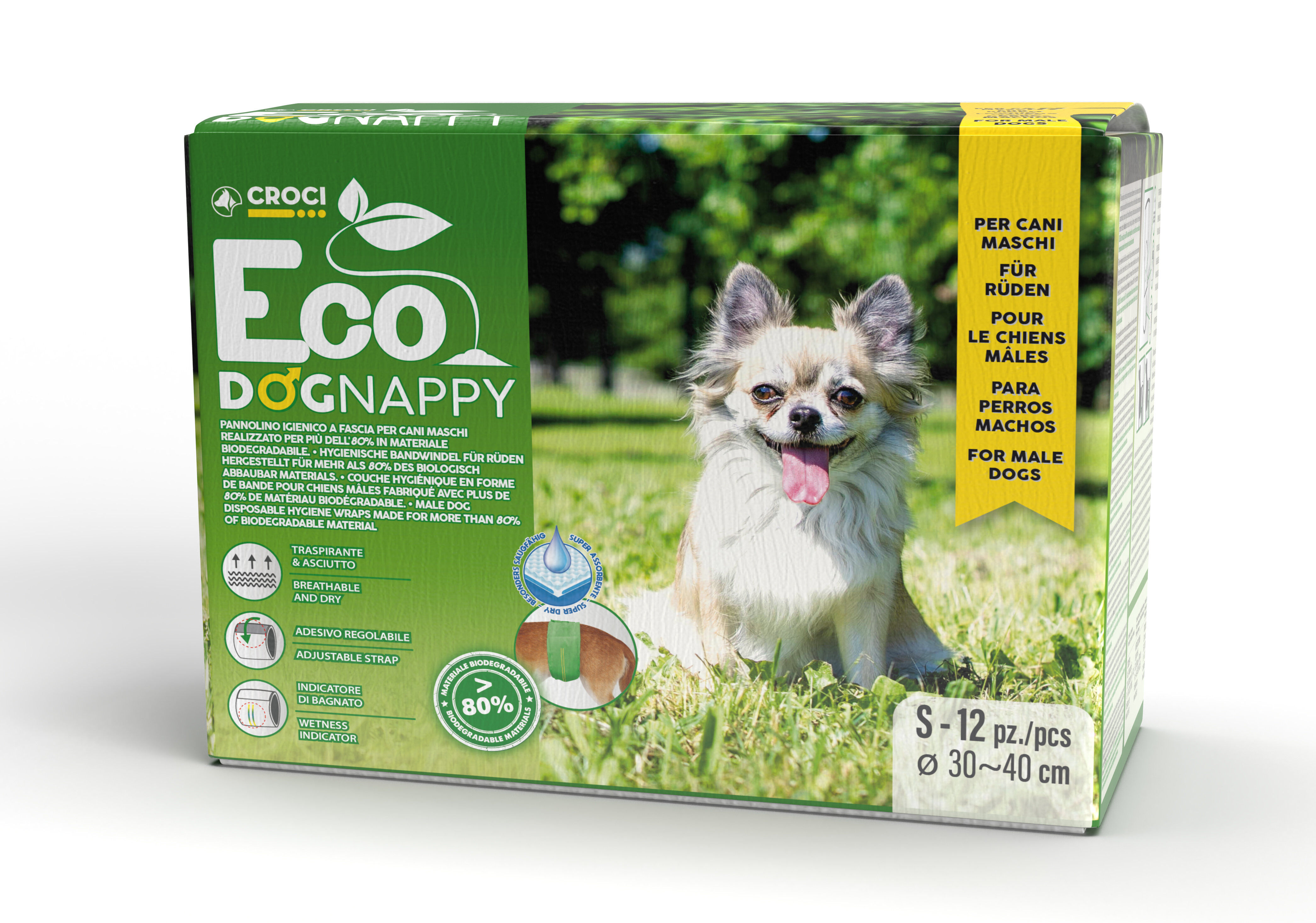 Croci - Couche Hygi&eacute;nique Eco DOGNAPPY pour Chiens M&acirc;les - S Image num&eacute;ro 1