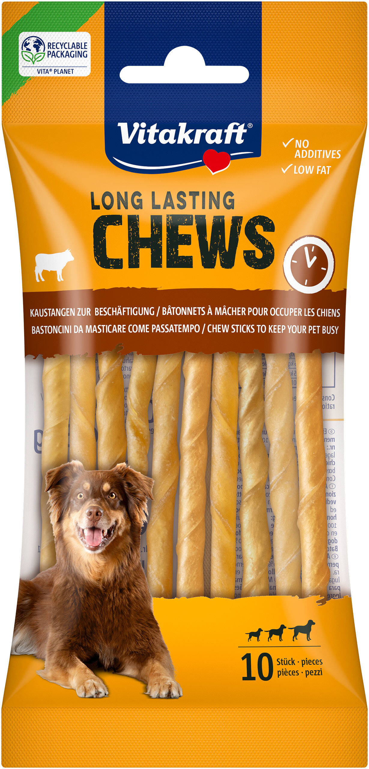 Vitakraft - B&acirc;tonnets Chews &agrave; M&acirc;cher Peau de B&oelig;uf pour Chiens - x10 Image num&eacute;ro 1