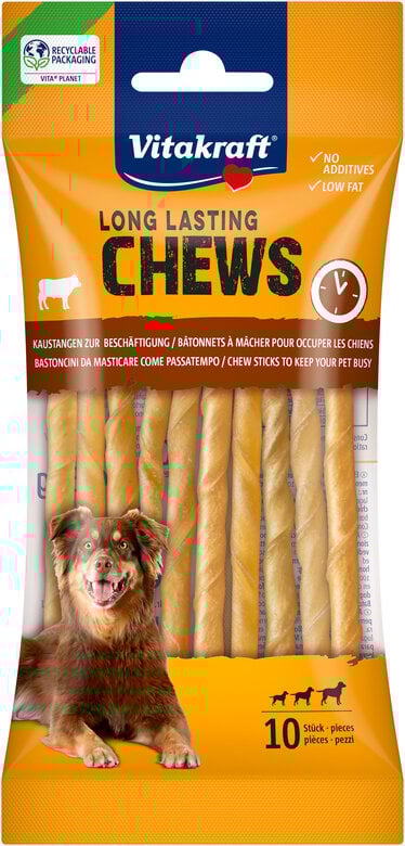 Vitakraft - Bâtonnets Chews à Mâcher Peau de Bœuf pour Chiens - x10 Image numéro 1 Vitakraft - Bâtonnets Chews à Mâcher Peau de Bœuf pour Chiens - x10 Image numéro 1