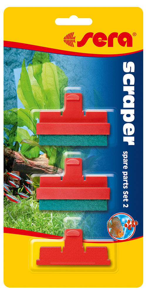 Sera - Eponges Grattoir et Lame en Plastique Scraper de Rechange pour Aquarium - x2/x1 Image num&eacute;ro 1