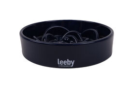 Leeby - Gamelle Anti-Glouton Design Noire en C&eacute;ramique Pour Chiens - 800ml