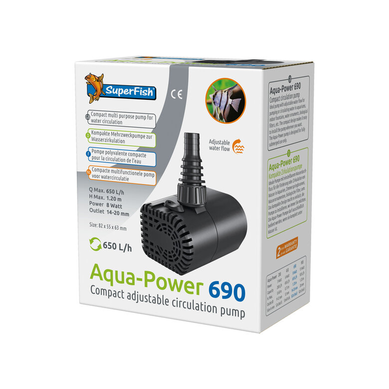 Superfish - Pompe à Eau Aqua-Power 690 pour Aquarium - 690L/H Image numéro 1 Superfish - Pompe à Eau Aqua-Power 690 pour Aquarium - 690L/H Image numéro 1