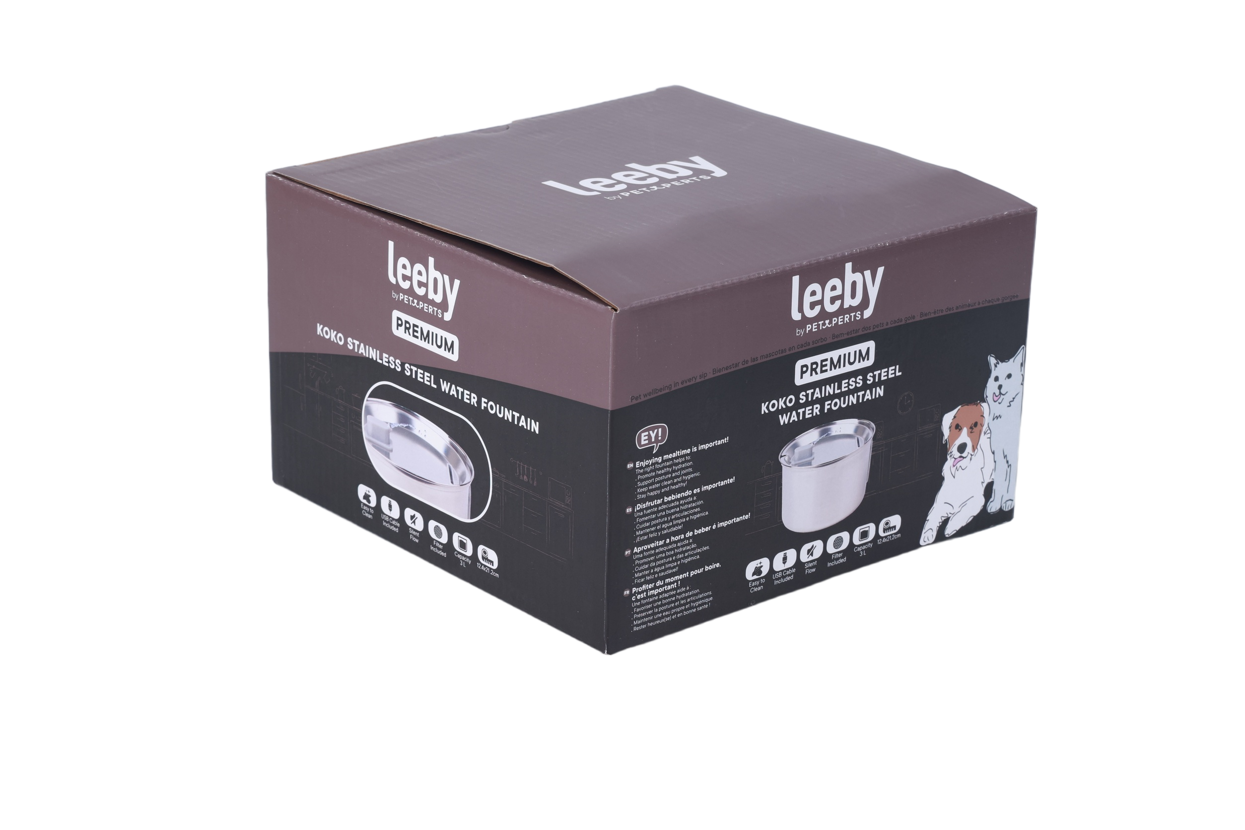 Leeby - Fontaine &agrave; Eau KOKO Acier Inoxydable pour Chiens et Chat - 3L Image num&eacute;ro 3