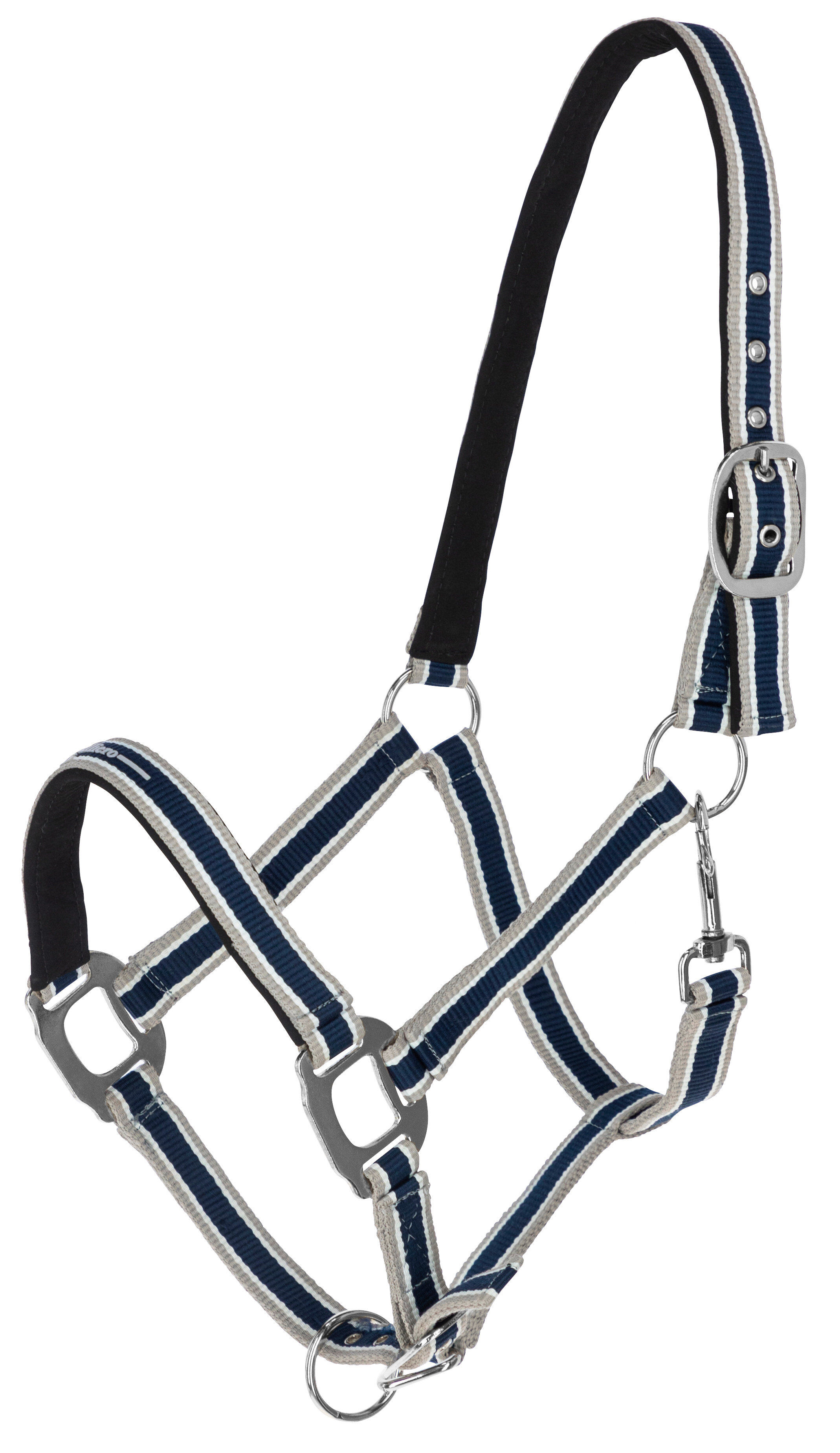 Covalliero - Licol R&eacute;glable Cora Bleu Fonc&eacute; Gris Blanc - Full L Image num&eacute;ro 1