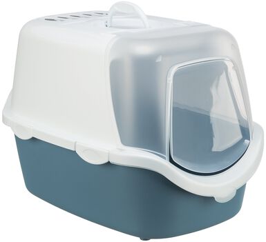 Trixie - MAISON DE TOILETTE Vico Open Top, 40 × 40 × 56 cm, bleu-gris/blanc