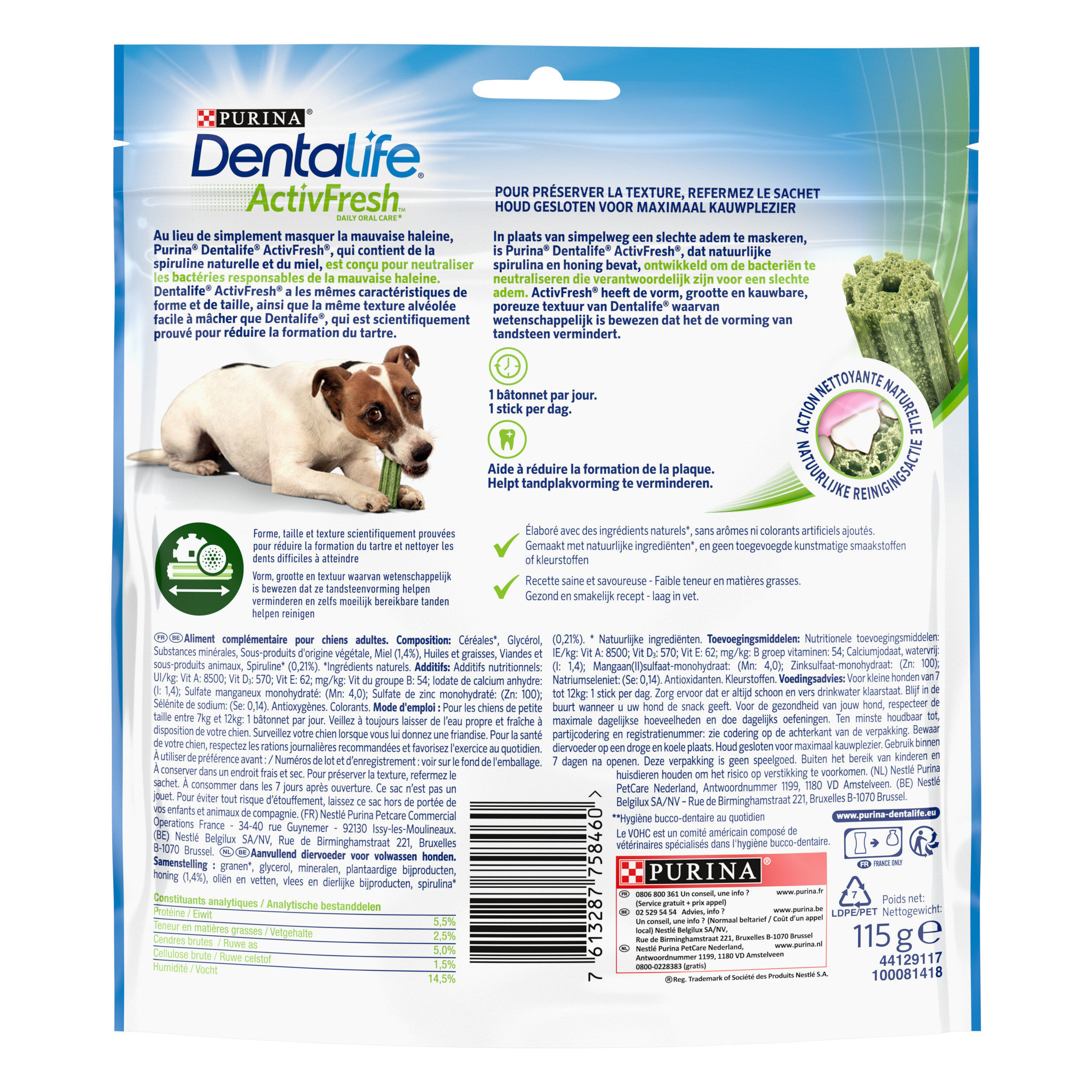 DENTALIFE - Friandises &agrave; m&acirc;cher ACTIVFRESH bucco-dentaire pour Petits Chiens - 115g Image num&eacute;ro 2