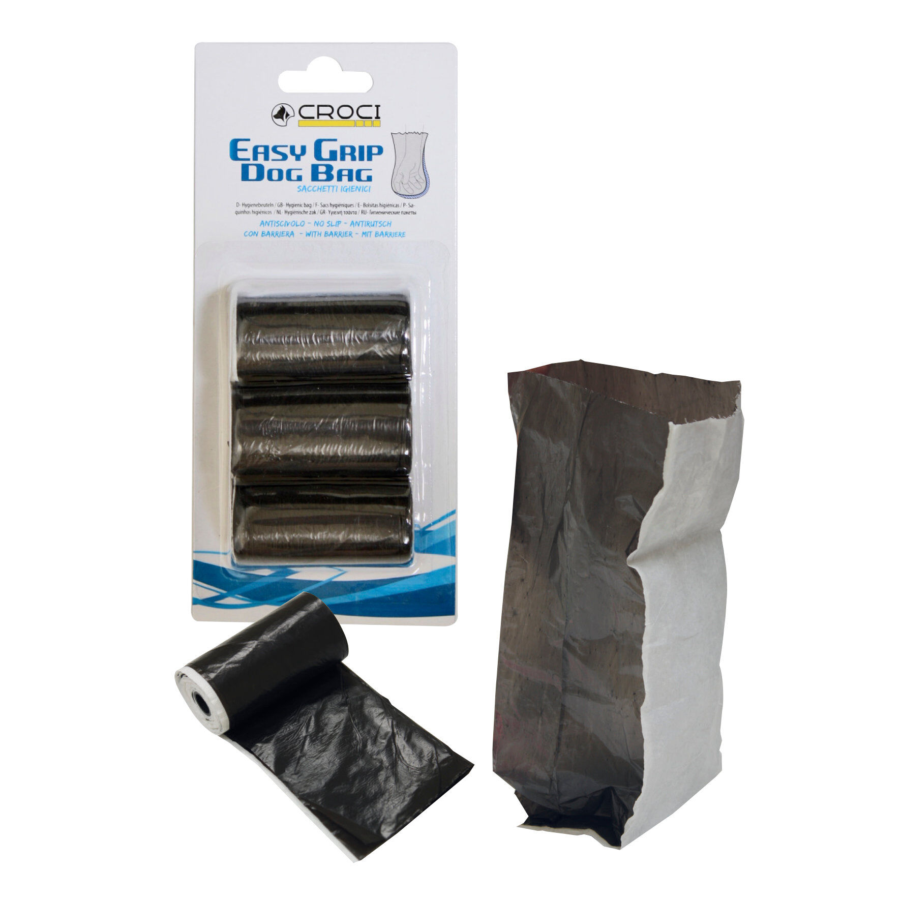 Croci - Lot de 3 Rouleaux Sac D&eacute;jection Easy Grip Noir -  3X10 Image num&eacute;ro 1