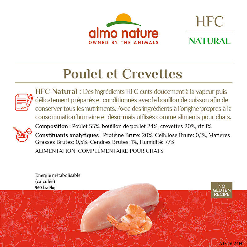 Almo Nature - P&acirc;t&eacute;e en Bo&icirc;te HFC Natural Poulet et Crevettes pour Chat - 70g Image num&eacute;ro 3