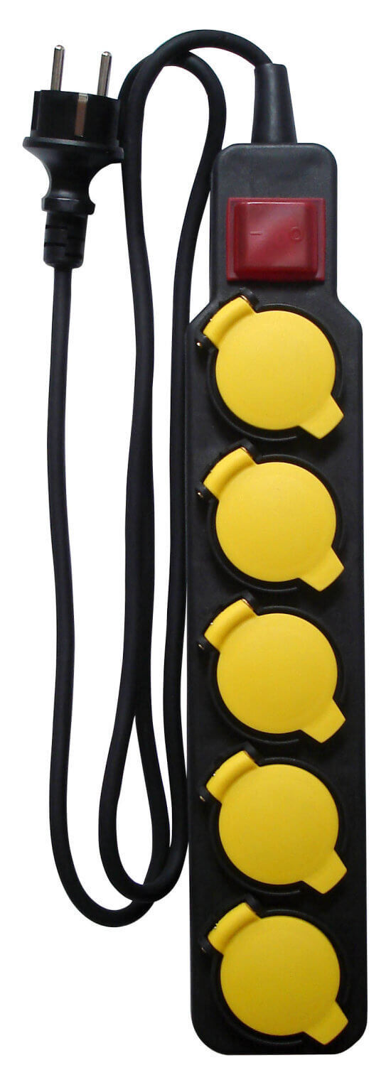 Zenitech - Bloc &Eacute;tanche IP44 de 5 Prises &agrave; 16A de 1,5m - Noir Image num&eacute;ro 1