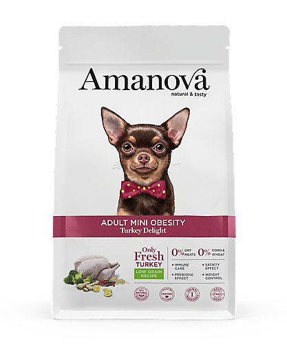 Amanova - Croquettes Adult Mini Obesity &agrave; la Dinde pour Chiens - 7Kg Image num&eacute;ro 1