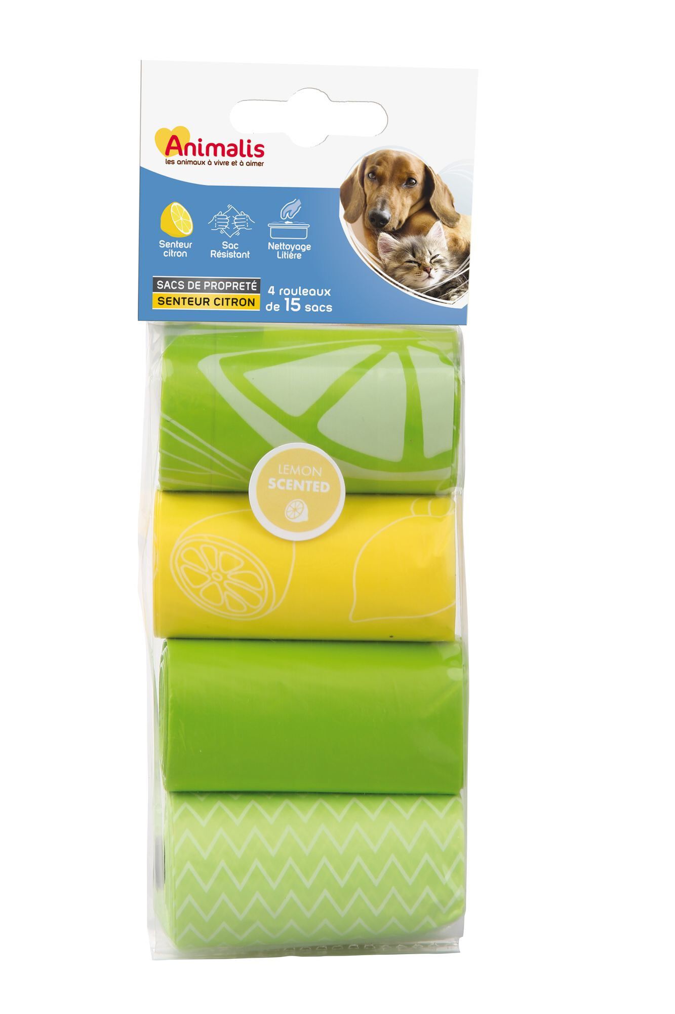 Animalis - Sacs Propret&eacute; Parfum Citron pour Chien et Chat - 4x15 Image num&eacute;ro 1