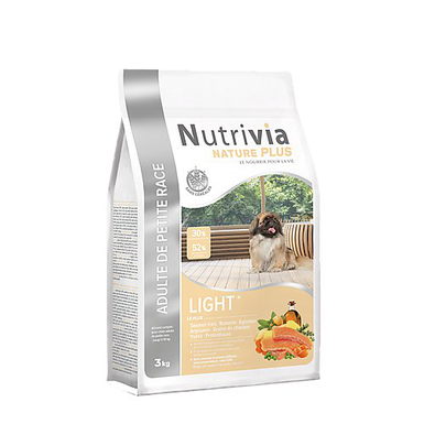 Nutrivia Nature Plus - Croquettes Naturelles Light au Saumon Frais pour Chien Adulte de Petite Race - 3Kg