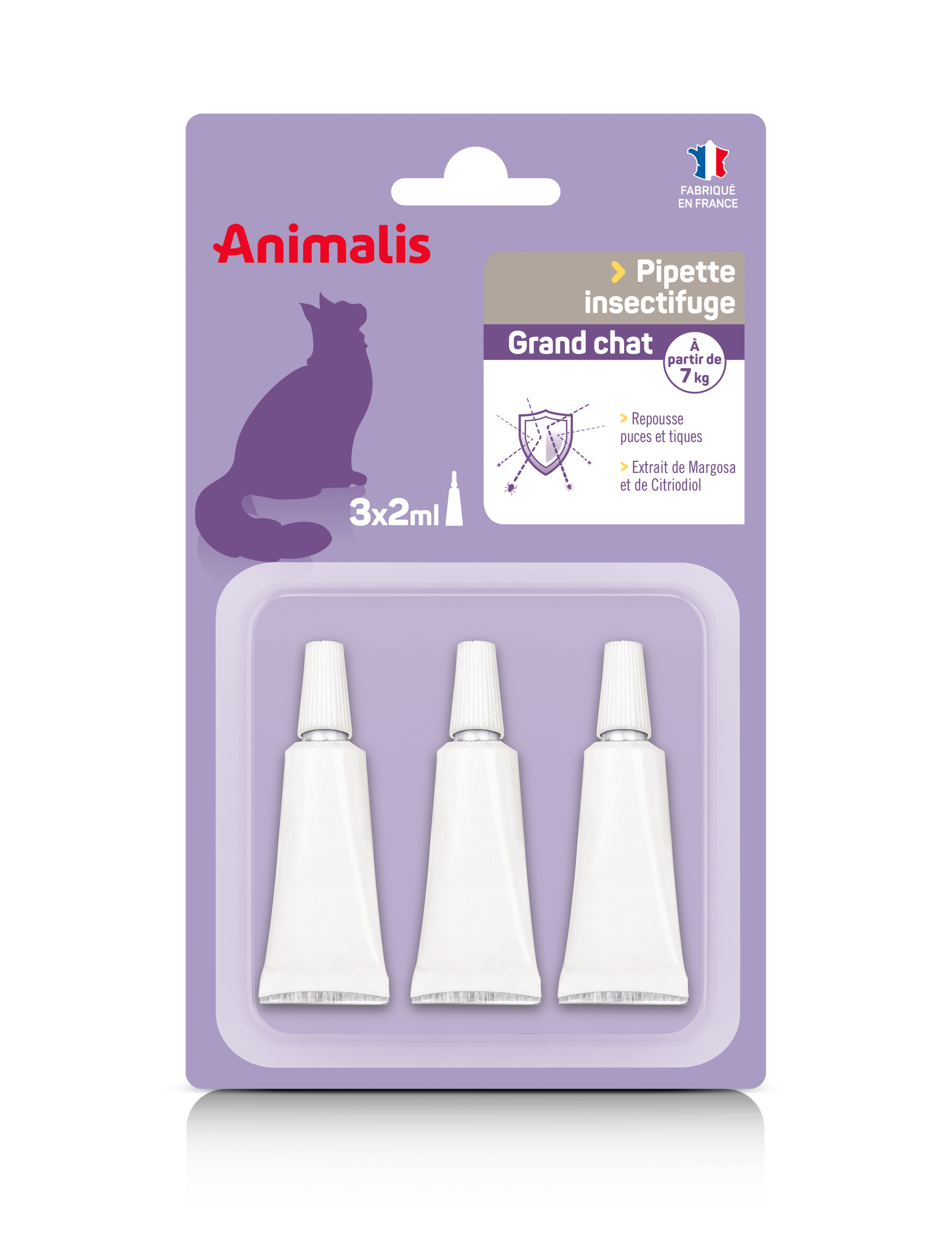 Animalis &ndash; R&eacute;pulsif Insectifuge en Pipette pour Grand Chat - 3x2ml Image num&eacute;ro 1